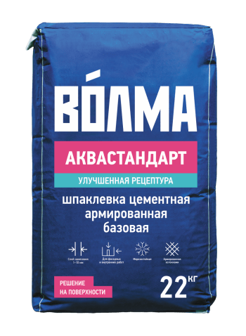 ВОЛМА-Аквастандарт шпаклевка цементная армированная базовая 22 кг