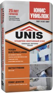 УНИБЛОК кладочно-монтажный клей цементный 25 кг UNIS
