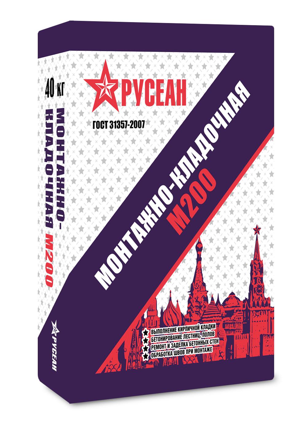 Сухая смесь монтажно-кладочная Русеан М200 40 кг